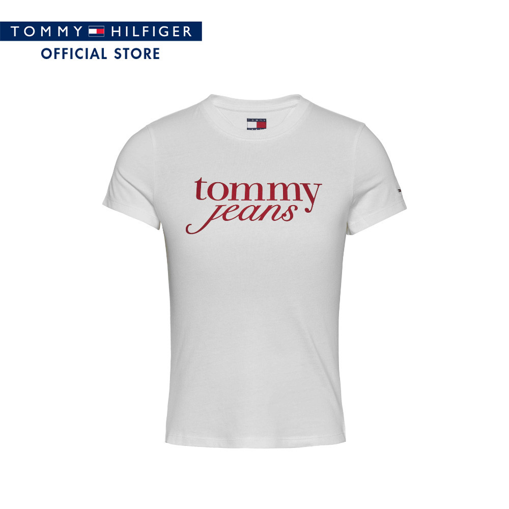 Tommy Hilfiger เสื้อยืด ผู้หญิง รุ่น DW0DW19447 YBL - สีขาว ทรง Slim Fit