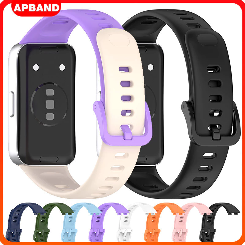 สายยาง for Huawei Band 10 9 8 NFC กีฬาสายรัดข้อมือระบายอากาศนุ่มกีฬาซิลิโคนสร้อยข้อมือสายคล้องคอสายอุปกรณ์เสริม