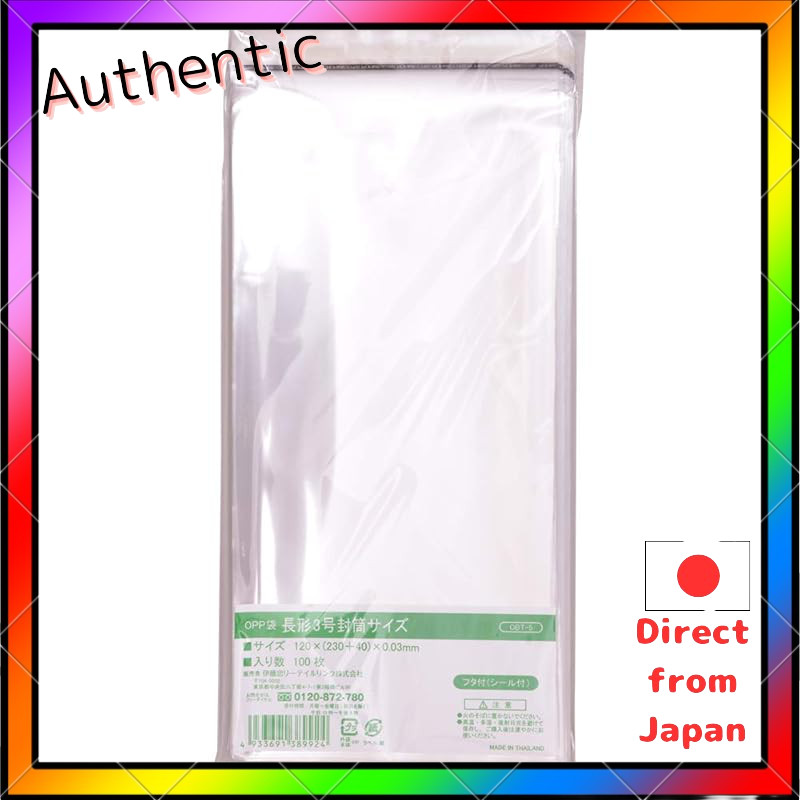 Itochu Retail Link OPP bags with flaps (with seals), Long Type No. 3 envelope size, 100 pieces per p