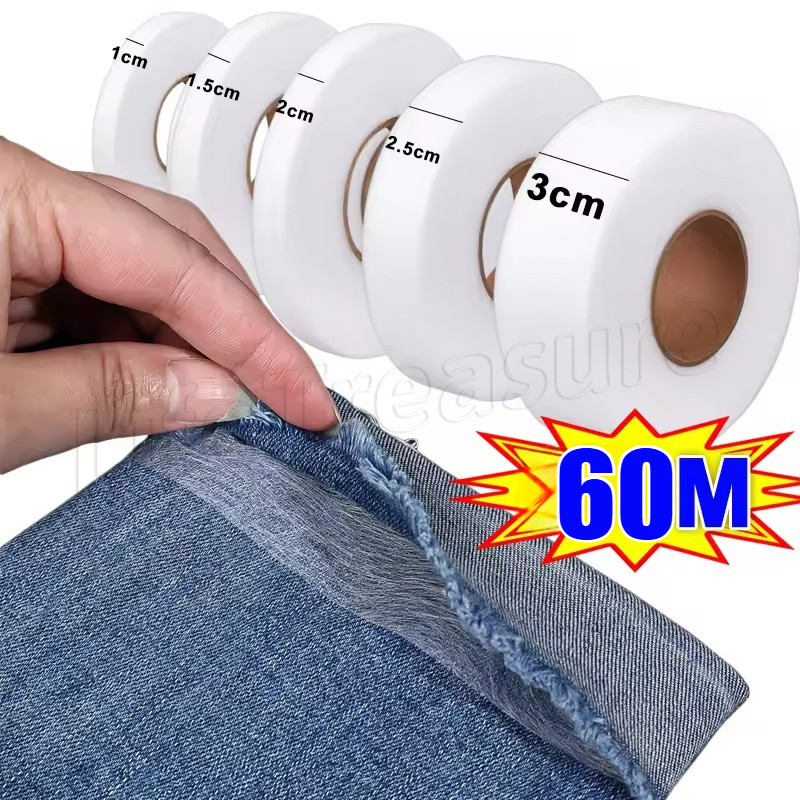 เทปกาวเย็บผ้าสองด้าน 60 ซม. - เทปกุ๊นกางเกง - ผ้าซับในรีดเสื้อผ้าบนเทป Hem - เทปแปะสั้นขอบ DIY เครื่องมือ - ฟิล์มตาข่าย DIY อุปกรณ์เย็บผ้า