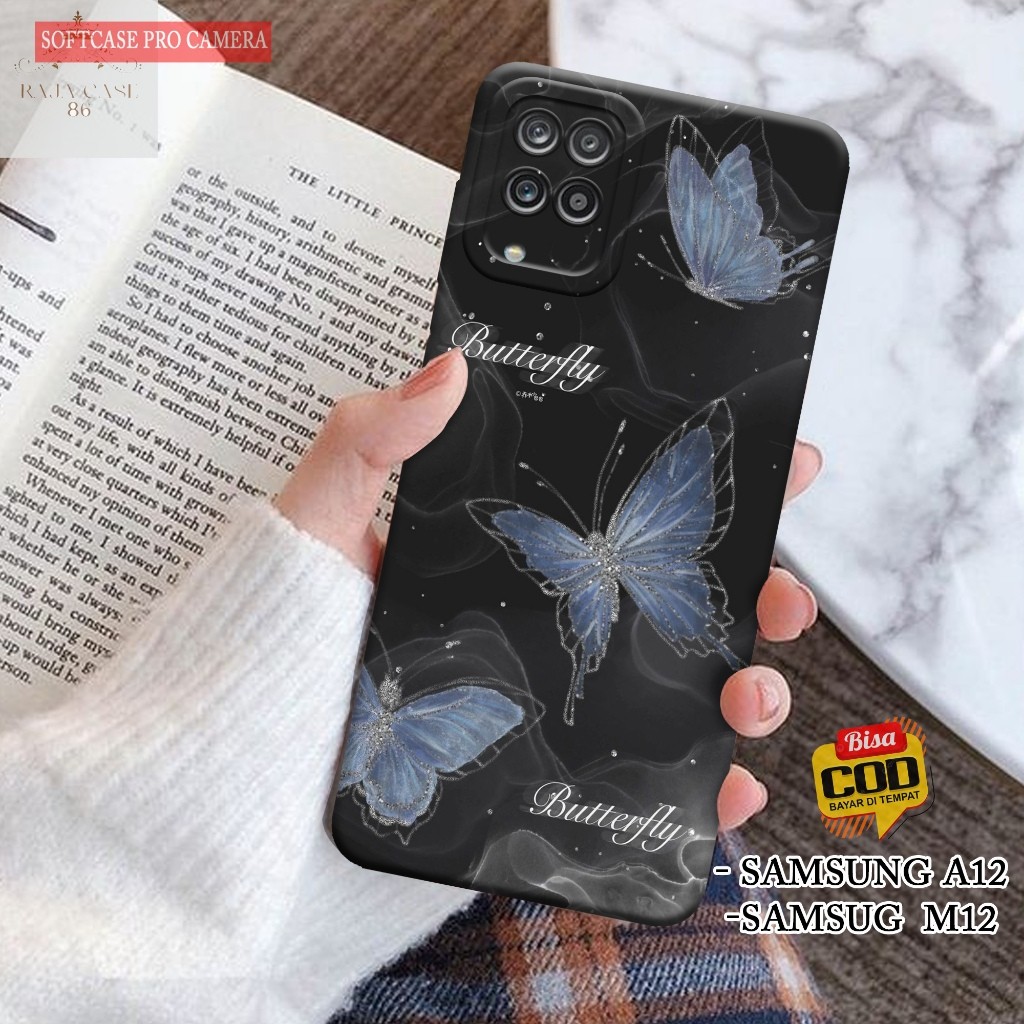 เคส HP Samsung Galaxy A12 / Samsung M12 - Rajacase - เคสโทรศัพท์ Samsung A12 / M12 - เคสผีเสื้อ Moti