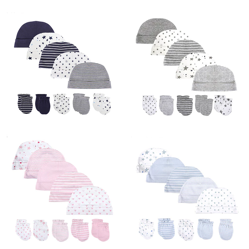 Kiddiezoom Unisex 0-6M ทารกแรกเกิดเด็กผู้หญิงหมวก + นวมชุดผ้าฝ้าย 100% หมวกนุ่มอุปกรณ์เสริมสําหรับเด็ก