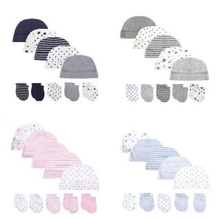 Kiddiezoom Unisex 0-6M ทารกแรกเกิดเด็กผู้หญิงหมวก + นวมชุดผ้าฝ้าย 100% หมวกนุ่มอุปกรณ์เสริมสําหรับเด็ก