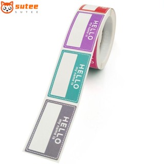 Sutee สติกเกอร์แท็กชื่อ อเนกประสงค์ มีกาวในตัว ลาย Hello My Name is Name 8 สี 200 ชิ้น