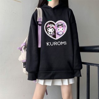 ใหม่ เสื้อกันหนาวแขนยาว มีฮู้ด ทรงหลวม ลาย Sanrio Kuromi สไตล์ญี่ปุ่น ย้อนยุค เหมาะกับฤดูใบไม้ร่วง และฤดูหนาว สําหรับผู้หญิง 2023