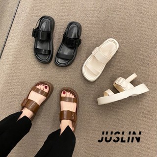 JUSLIN   รองเท้าแตะผู้หญิง ส้นแบน ใส่สบาย สไตล์เกาหลี รองเท้าแฟชั่น 2023 ใหม่  Unique ทันสมัย Korean Style สวยงาม B98G1R2 37Z230910