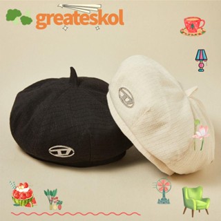 Greateskol หมวกเบเร่ต์ หมวกเบเร่ต์ ลายสก๊อต สีพื้น สไตล์วินเทจ แฟชั่นฤดูใบไม้ร่วง ฤดูหนาว