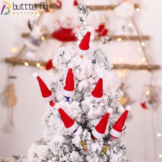 Buttterfly หมวกซานตาคลอส อมยิ้ม สีแดง สําหรับตกแต่งเทศกาลคริสต์มาส 25 ชิ้น