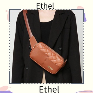 Ethel1 กระเป๋าคาดเอว กระเป๋าคาดอก หนัง PU ขนาดใหญ่ จุของได้เยอะ สีพื้น สําหรับผู้หญิง