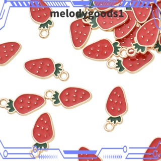 Melodygoods1 จี้สร้อยคอ รูปสตรอเบอร์รี่ เคลือบสีทอง สไตล์ฮาวาย ขนาด 8*18 มม.