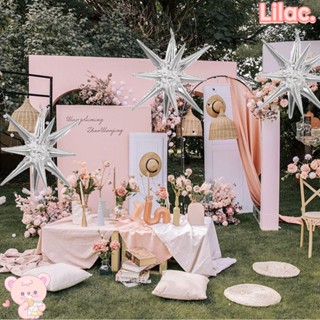 Lilac ลูกโป่งฟอยล์ รูปกรวยดาว สีเงิน 22 นิ้ว สําหรับตกแต่งบ้าน ปาร์ตี้ 10 ชิ้น