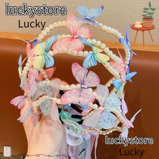 Lucky ที่คาดผม ลายผีเสื้อ หรูหรา สีสันสดใส สําหรับเด็กผู้หญิง 2 ชิ้น