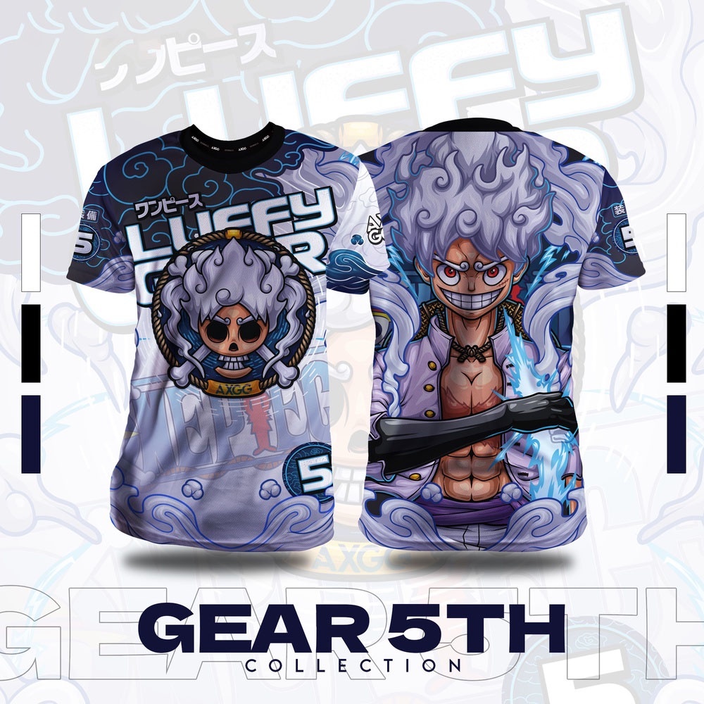 เสื้อยืด พิมพ์ลายอนิเมะ One Piece Gear 5 นิ้ว สําหรับผู้ชาย และผู้หญิง