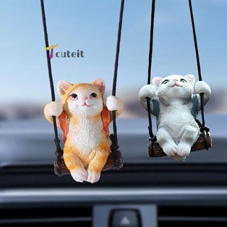 Tcuteit จี้เรซิ่นอโรมาเธอราพี รูปแมว สําหรับตกแต่งภายในรถยนต์