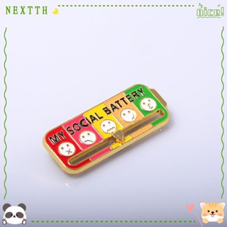 Nextth เข็มกลัด โลหะผสม ป้ายแบตเตอรี่สังคม อารมณ์เปลี่ยน ชุบไฟฟ้า สีเบเกอรี่ เครื่องประดับแฟชั่น ผู้หญิง