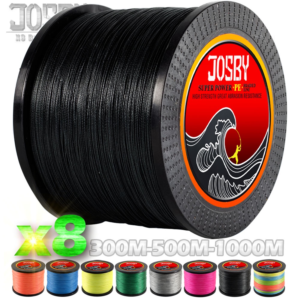 JOSBY 300M 500M 1000M 8 Strands PE สายตกปลาถัก Multifilament Super Strong สายตกปลาหลากสีสายตกปลาทะเล