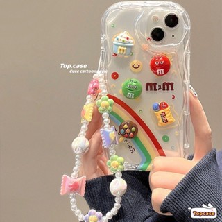 เคสนิ่ม ขอบโค้ง ลายการ์ตูนคลื่น 3D สีรุ้ง สําหรับ iPhone 15 14 13 12 11 Pro Max X Xr Xs 8 7 6 Plus SE 2020
