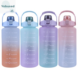 [Yobusad.th] ขวดน้ําดื่ม พร้อมเครื่องหมายเวลา ขนาด 2000 มล. กันรั่ว สําหรับเล่นกีฬากลางแจ้ง