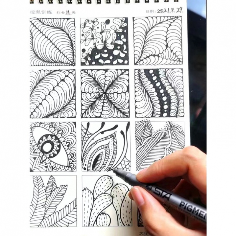 Zentangle Drawing Winding Drawing Recording Book หนังสือฝึกมือวาด Illu