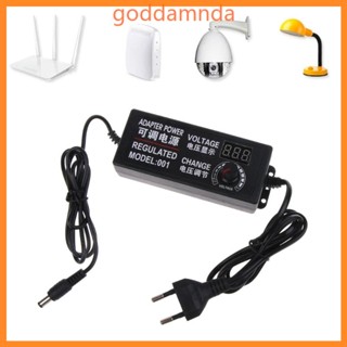 Godd อะแดปเตอร์พาวเวอร์อินพุต DC3V-24V 2A AC100-240V เอาท์พุต 5 5x2 5 มม. ปรับได้ พร้อมจอแสดงผลแรงดันไฟฟ้า สําหรับแถบไฟ LED Rou