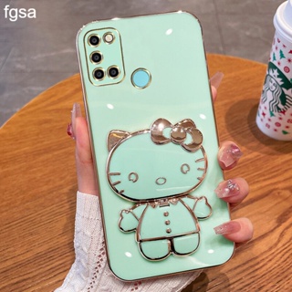 เคสโทรศัพท์ สําหรับ Realme C35 C33 C30 C30S C55 C53 C17 7i Narzo 50A Prime 4G 5G มือถือแบบนิ่ม กันกระแทก พร้อมกระจกขาตั้ง