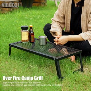 Virgo311 พับ Campfire Grill Heavy Duty เหล็กกันน้ำแบบพกพา Camp Fire ทำอาหารสำหรับบาร์บีคิวกลางแจ้ง