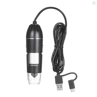 USB Digital Zoom Microscope Magnifier with OTG Function 8-LED Light Magnifying Glass 1600X Magnification with Stand