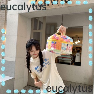 Eucalytus1 กระเป๋าเครื่องสําอาง ผ้าฝ้าย ลายดอกไม้ ขนาดใหญ่ สําหรับผู้หญิง 2023