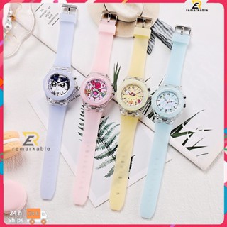 พร้อมสต็อก Sanrio Kids Fruit Clear Watch Luminous Light Flash Watch นาฬิกา Kitty Melody Children Lighting Watch โดดเด่น_th