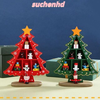 Suchenhd พร็อพไม้ตั้งโต๊ะ รูปต้นคริสต์มาส ขนาดเล็ก DIY สําหรับตกแต่งโต๊ะ