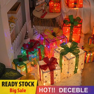 [Deceble.th] ชุดกล่องของขวัญ ใช้แบตเตอรี่ สําหรับตกแต่งต้นคริสต์มาส 3 ชิ้น