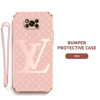 Ybd เคสโทรศัพท์มือถือ ซิลิกาเจล LV พร้อมสายคล้อง บาง ป้องกันเลนส์ สําหรับ Xiaomi POCO X3 Pro POCO X3 NFC