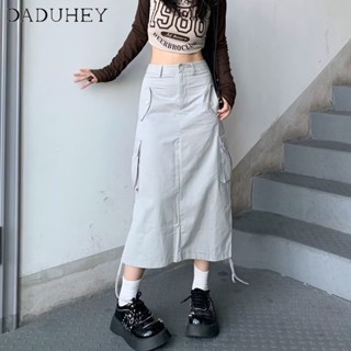 DaDuHey🎈 Korean Style Plus Size Plump Girls Workwear Skirt Women Slimming New High Waist Casual All-Matching Long Skirt