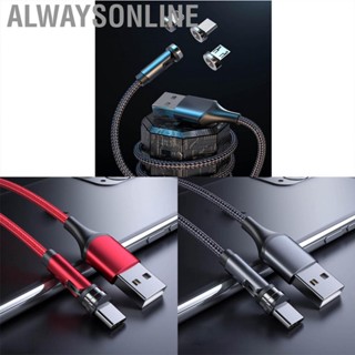 Alwaysonline Nylon 3 in 1 Type C Charging Cable 540 Degree Rotating Magnetic Data for Android Iphone