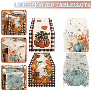 New Autumn Harvest Festival Linen Printed Tablecloth Thanksgiving Table Runner