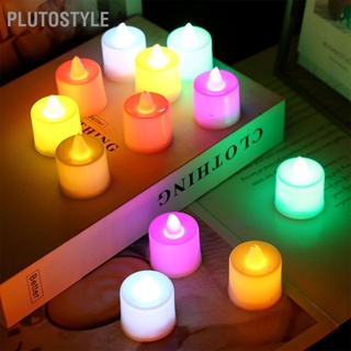 PLUTOSTYLE 24PCS Love Heart Shape เทียนพลาสติก LED Flameless ไม่มีกลิ่นรีโมทคอนโทรลไฟชาสำหรับตกแต่งบ้าน