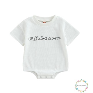 Babyclothes- ชุดจั๊มสูทรอมเปอร์ แขนสั้น คอกลม พิมพ์ลายสัตว์ วาฟเฟิล ลําลอง แฟชั่นฤดูร้อน สําหรับเด็กทารกแรกเกิด เด็กผู้ชาย เด็กผู้หญิง