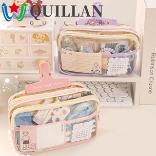 Quillan กระเป๋าเครื่องเขียน กระเป๋าดินสอ แบบใส หลายชั้น จุของได้เยอะ 4 สี สไตล์เกาหลี