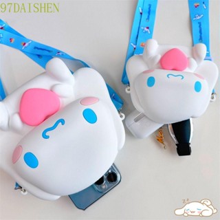 Daishen1 Cinnamoroll กระเป๋าสะพายไหล่ สะพายข้าง ซิลิโคน กันน้ํา ลายการ์ตูนชินนาม่อนโรลน่ารัก พร้อมสายคล้องไหล่ ปรับได้ สําหรับผู้หญิง