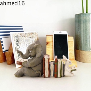 Ahmed ที่วางหนังสือเรซิ่น รูปปั้นช้าง และกระต่ายน่ารัก สําหรับตกแต่งบ้าน