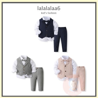 Laa6- เสื้อแขนยาว คอปก และกางเกงขายาว สําหรับเด็กผู้ชาย