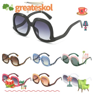 Greateskol แว่นกันแดด ทรงวงรี UV400 ไล่โทนสี พังก์ แว่นตา