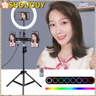 Shououy แหวนไฟ LED 10.2 นิ้ว 110 ซม. พร้อมรีโมตคอนโทรล สําหรับ YouTube Tik Tok