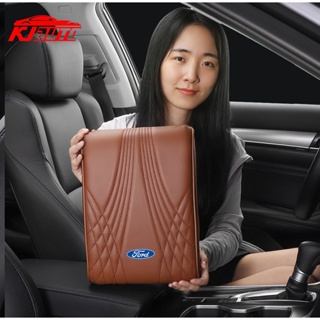 กล่องเก็บของคอนโซลกลางรถยนต์ แบบหนัง สําหรับ Ford Fiesta Ranger T6 T7 T8 T9 Focus Territory Everest Ecosport Ka Focus Fusion Raptor Escape