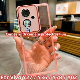 เคสโทรศัพท์ซิลิโคน กันกระแทก ป้องกันกล้อง หลากสี สําหรับ Vivo Y27 Y36 Y02 Y02A Y02T Y78 Y 27 Y 36 VivoY27 VivoY36 4G 5G