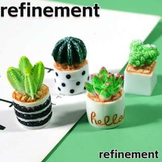 Refinement กระถางต้นไม้ ต้นกระบองเพชรประดิษฐ์ เรซิ่น ขนาดเล็ก ทนทาน เป็นมิตรกับสิ่งแวดล้อม สําหรับตกแต่งบ้าน 5 ชิ้น