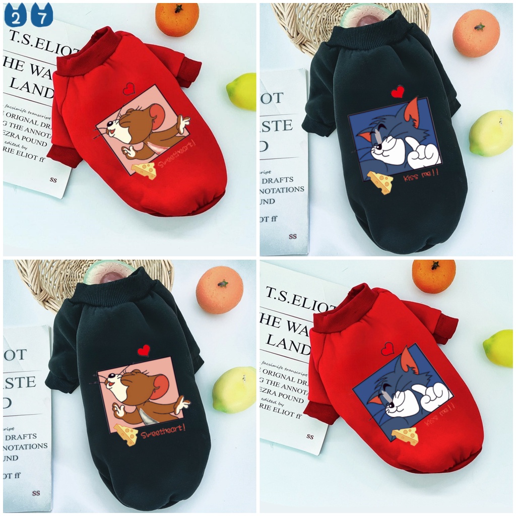 『27Pets』เสื้อกันหนาว ขนเฟอร์ และเมาส์ แบบหนา สีดํา และสีแดง สําหรับสัตว์เลี้ยง