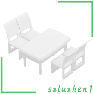 [Szluzhen1] โมเดลโต๊ะรับประทานอาหาร ทรงกลม ขนาดเล็ก 1/50 พร้อมเก้าอี้ สําหรับตกแต่งบ้านตุ๊กตา