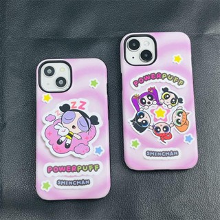 เคสโทรศัพท์มือถือ ซิลิโคน กันกระแทก ลาย Powerpuff Girls สีชมพู สําหรับ Iphone 15Promax 14Pro 13 11 12