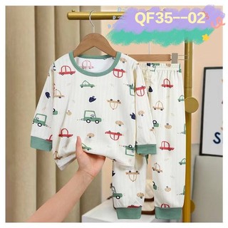 🎉🎉ชุดนอนเด็ก  เสื้อผ้าเด็กผ้าใยไผ่ เซท 2 ชิ้น กันหนาวแขนยาวขายาว Size 80-110 cm🎉🎉 NEW